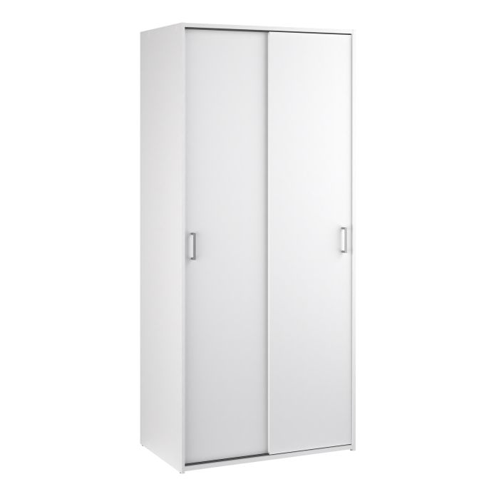 Space Wooden Wardrobe 2 Sliding Doors in White