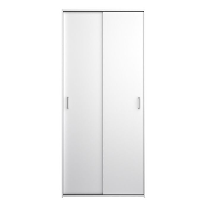 Space Wooden Wardrobe 2 Sliding Doors in White