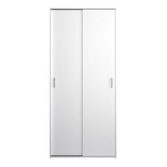 Space Wooden Wardrobe 2 Sliding Doors in White