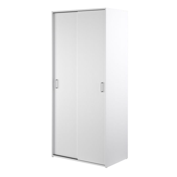 Space Wooden Wardrobe 2 Sliding Doors in White