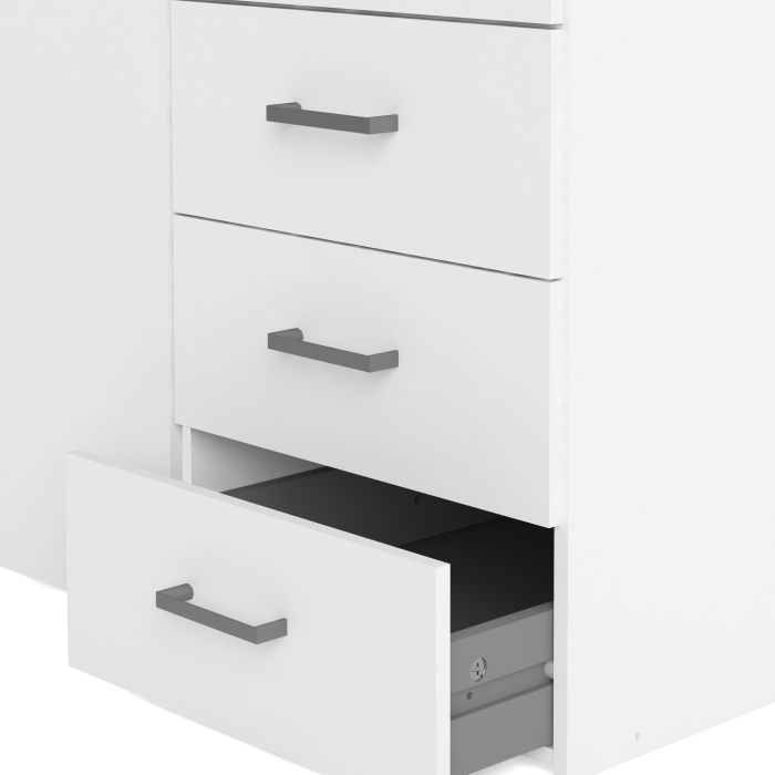 Space Wooden Wardrobe 3 Doors 3 Drawers in White