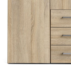 Space Wooden Wardrobe 4 Doors 3 Drawers in Oak