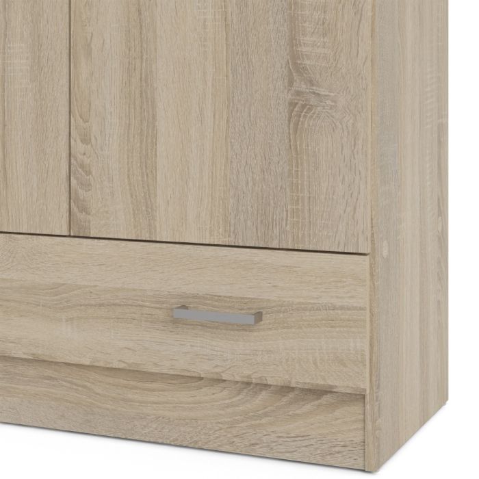 Space Wooden Wardrobe with 2 Doors 1 Drawer in Oak