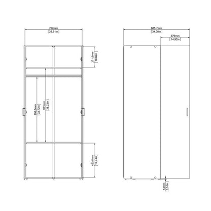Space Wooden Wardrobe 2 Doors in White