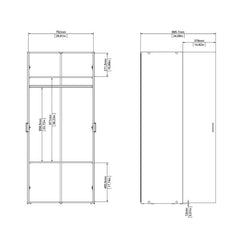 Space Wooden Wardrobe 2 Doors in White