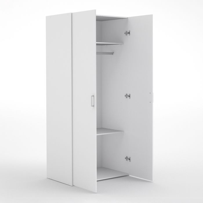 Space Wooden Wardrobe 2 Doors in White