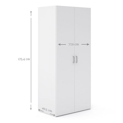 Space Wooden Wardrobe 2 Doors in White
