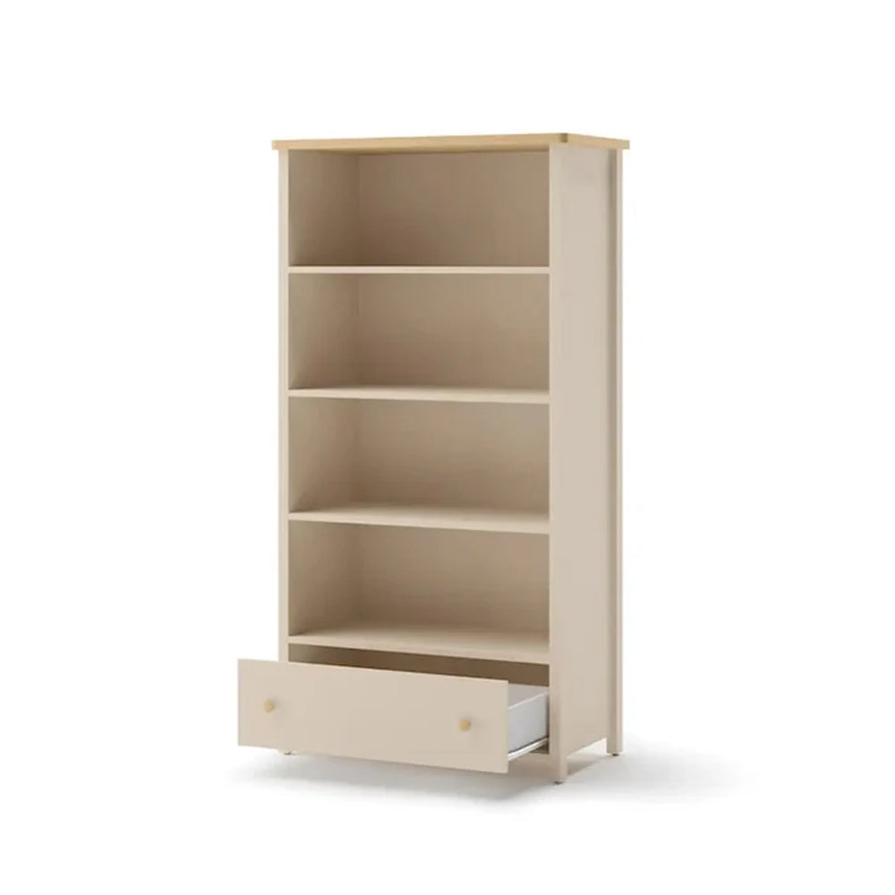 Story Tall Wooden 1 Drawer 3 Shelves Bookcase in Beige - Furniture One Shop