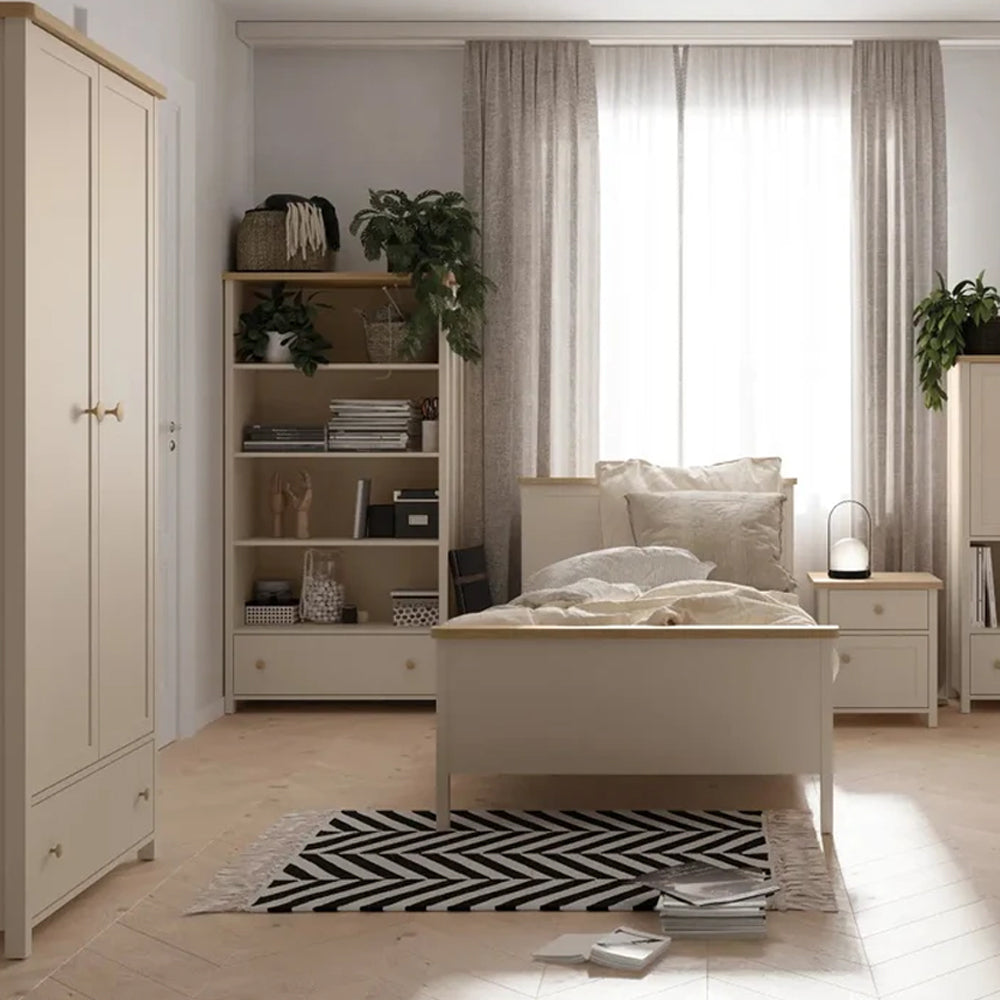Story Tall Wooden 1 Drawer 3 Shelves Bookcase in Beige - Furniture One Shop