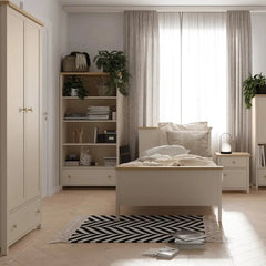 Story Tall Wooden 1 Drawer 3 Shelves Bookcase in Beige