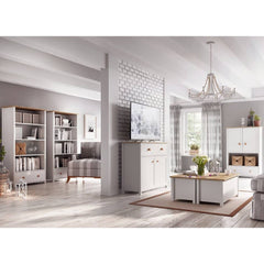 Story Tall Wooden 1 Drawer 3 shelves Bookcase in Matt White