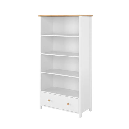 Story Tall Wooden 1 Drawer 3 shelves Bookcase in Matt White - Furniture One Shop