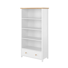 Story Tall Wooden 1 Drawer 3 shelves Bookcase in Matt White
