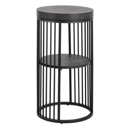 Strington Round Bedside Table 1 Shelf in Matt Black - Furniture One Shop