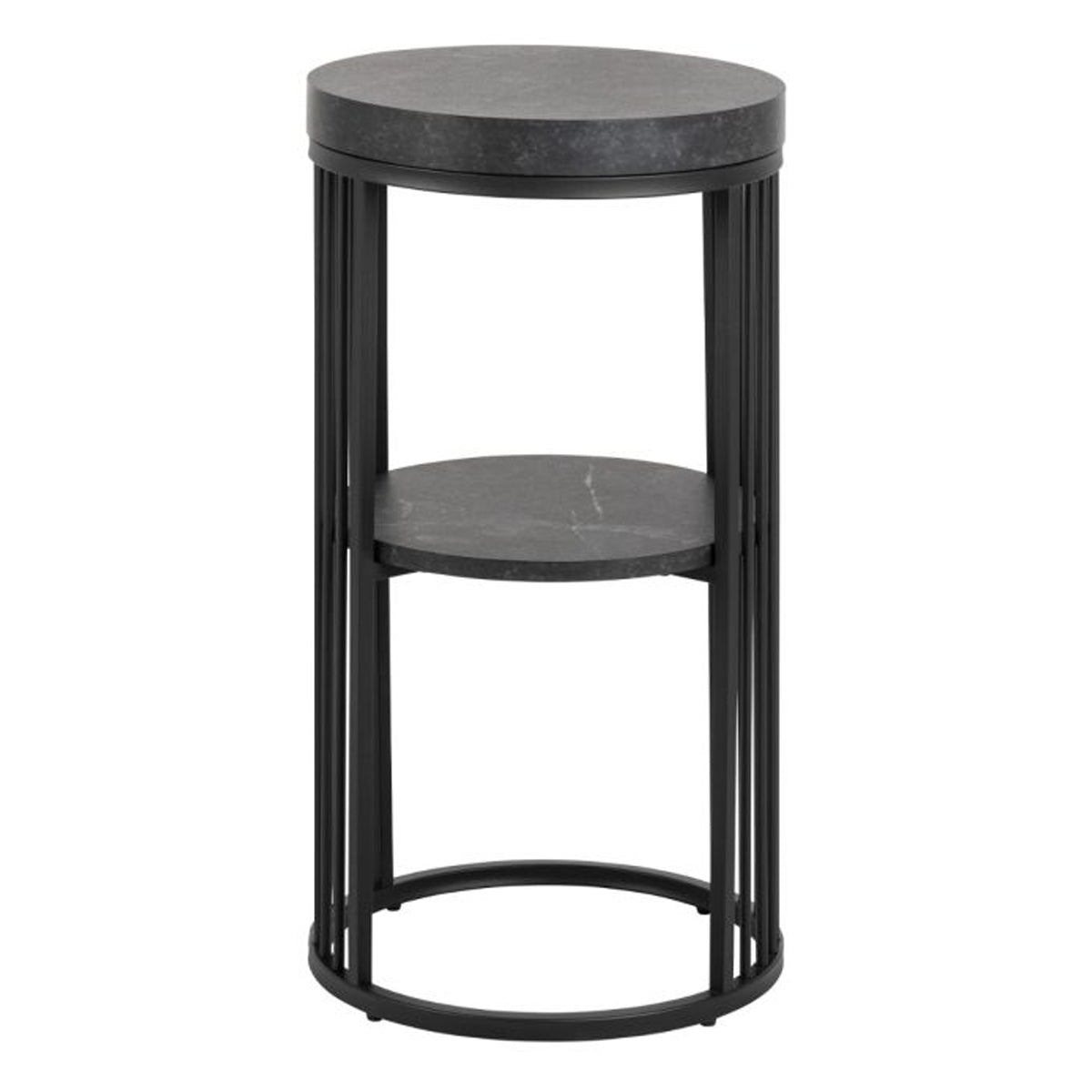 Strington Round Bedside Table 1 Shelf in Matt Black - Furniture One Shop