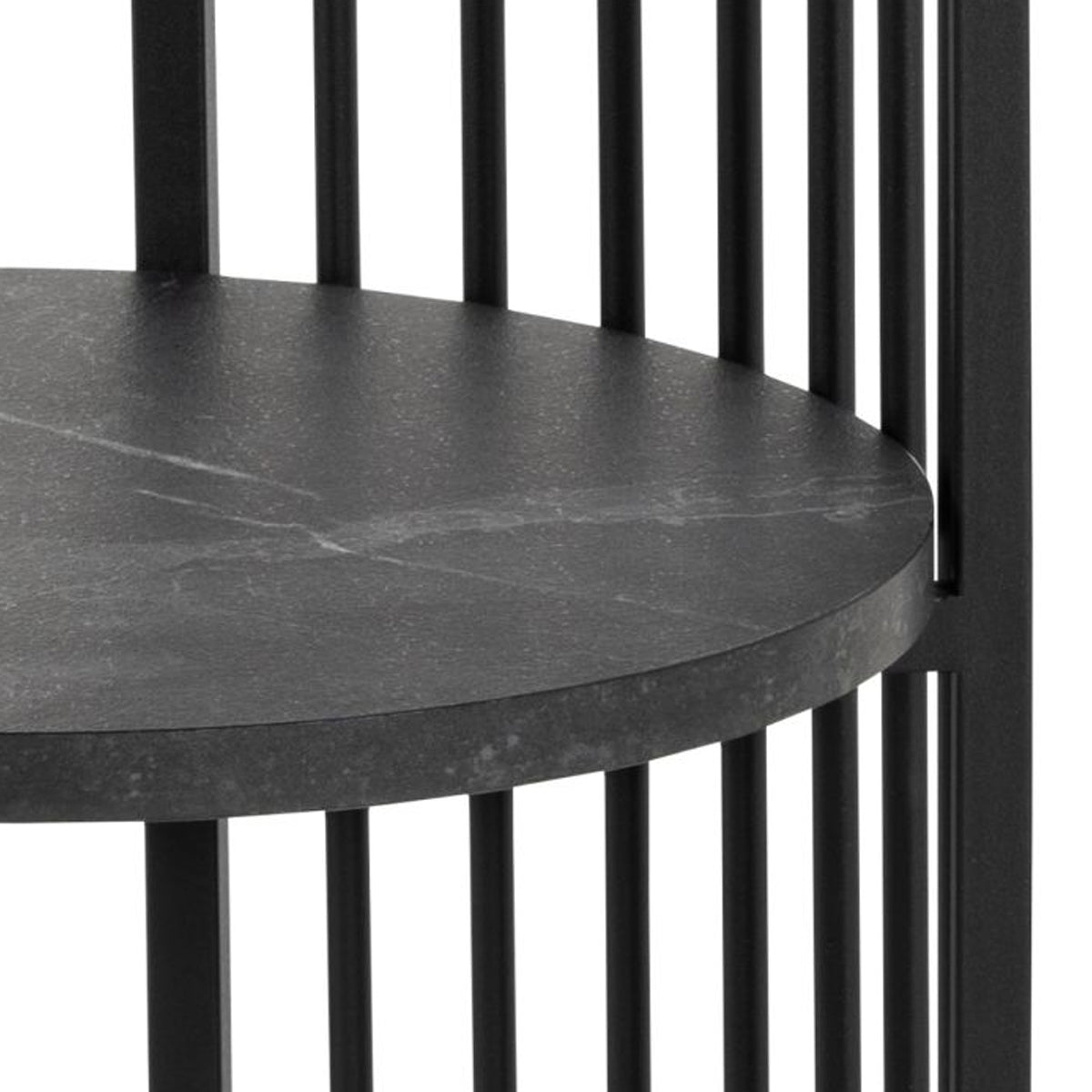 Strington Round Bedside Table 1 Shelf in Matt Black - Furniture One Shop