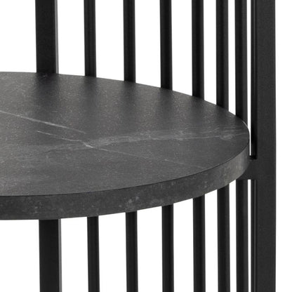 Strington Round Bedside Table 1 Shelf in Matt Black - Furniture One Shop