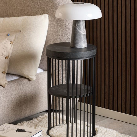 Strington Round Bedside Table 1 Shelf in Matt Black - Furniture One Shop