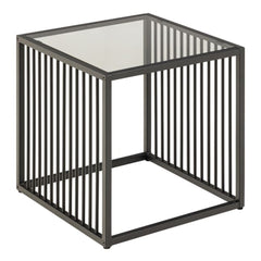 Strington Side Table in Black with Glass Top - Furniture One Shop