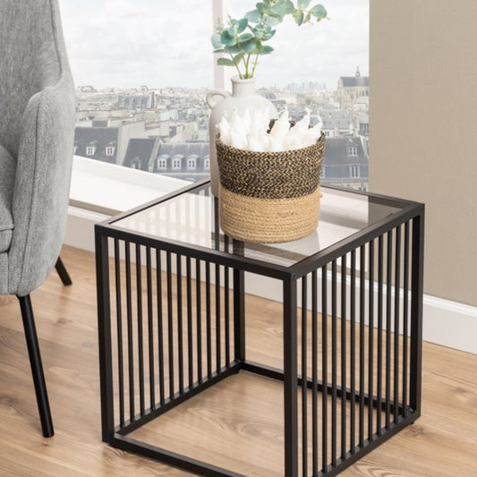 Strington Side Table in Black with Glass Top - Furniture One Shop