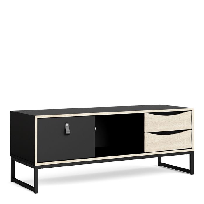 Stubbe TV Unit 1+2 drawers and open shelf in Matt Black Oak - UK