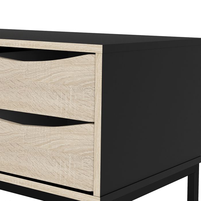 Stubbe TV Unit 1+2 drawers and open shelf in Matt Black Oak - UK