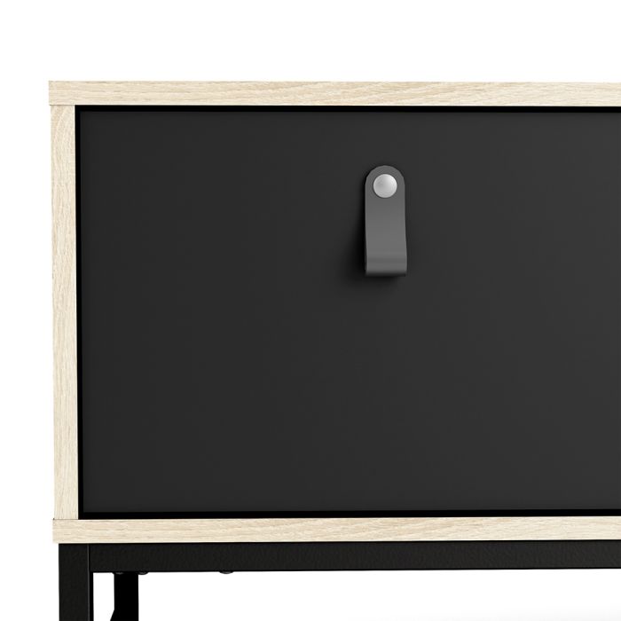 Stubbe TV Unit 1+2 drawers and open shelf in Matt Black Oak - UK