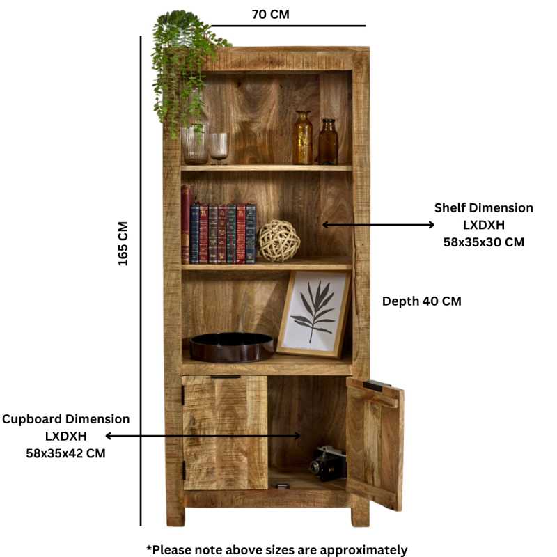 Surrey Bookcase Solid Wood With Doors - UK