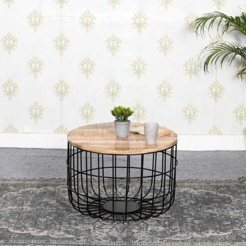 Surrey Coffee Table Solid Wood & Metal Wire - UK