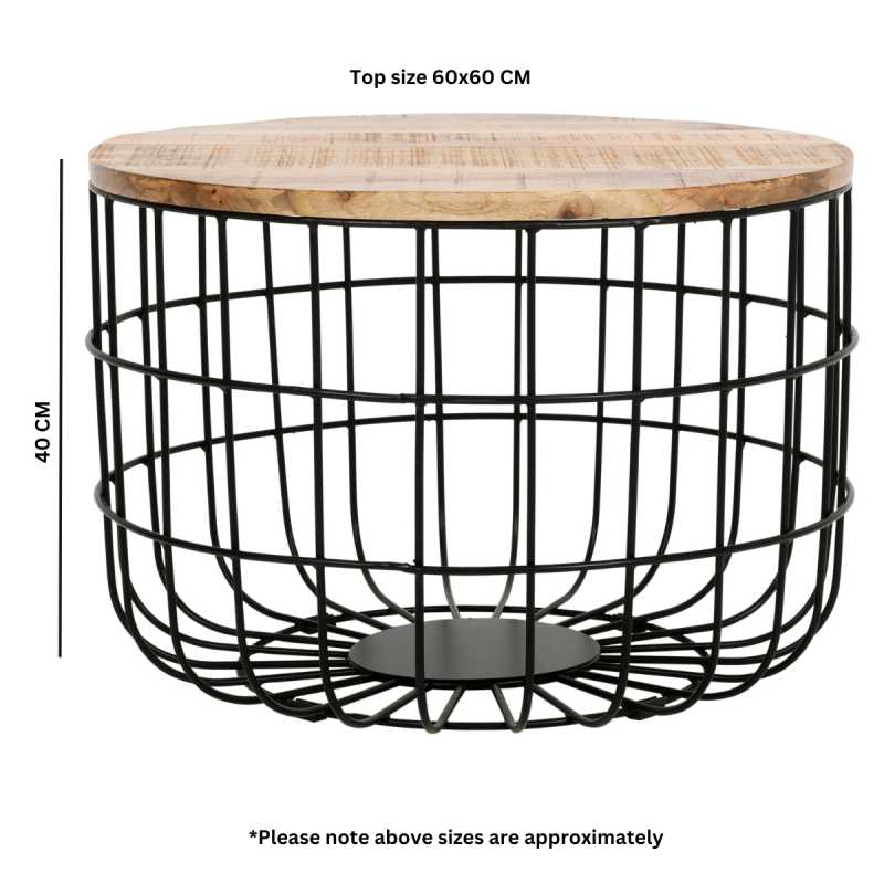 Surrey Coffee Table Solid Wood & Metal Wire - UK