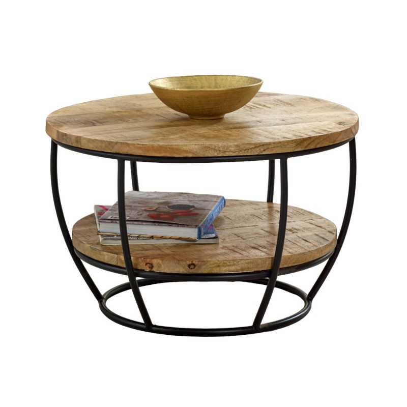 Surrey Coffee Table Solid Wood & Metal With Shelf - UK