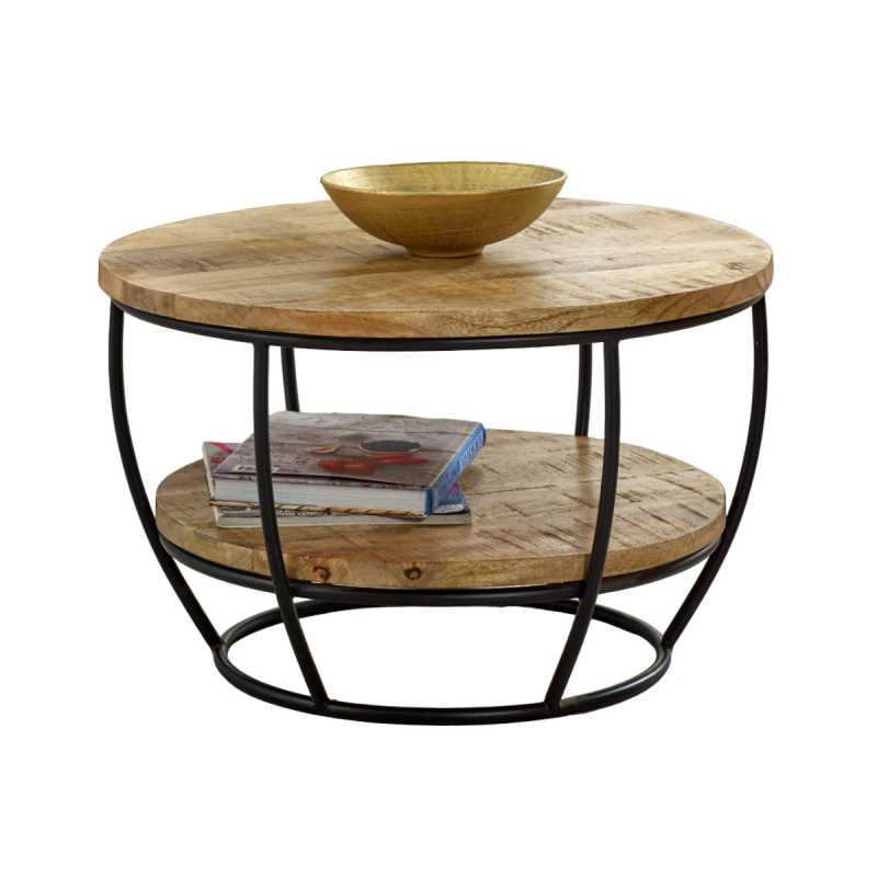 Surrey Coffee Table Solid Wood & Metal With Shelf - UK