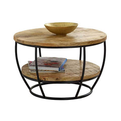 Surrey Coffee Table Solid Wood & Metal With Shelf - UK