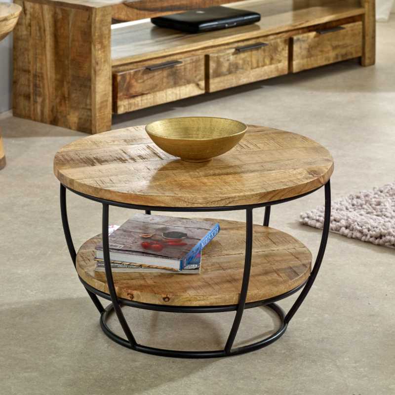 Surrey Coffee Table Solid Wood & Metal With Shelf - UK