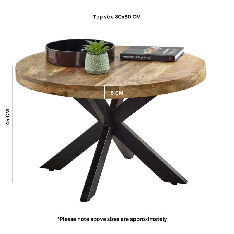 Surrey Coffee Table Solid Wood With Metal Spider Legs - UK