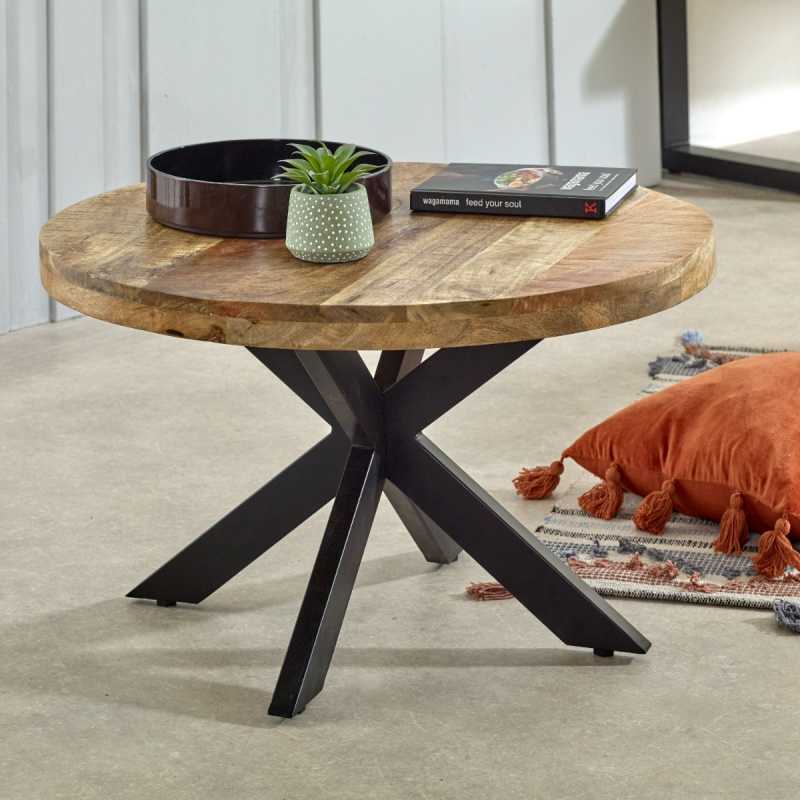 Surrey Coffee Table Solid Wood With Metal Spider Legs - UK