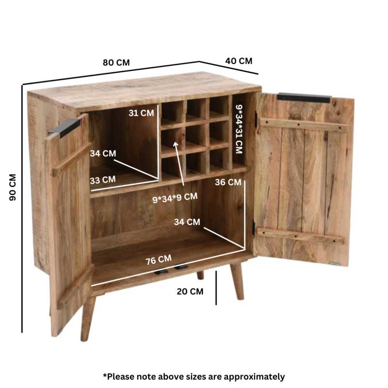 Surrey Drinks Cabinet / Sideboard Solid Wood - UK