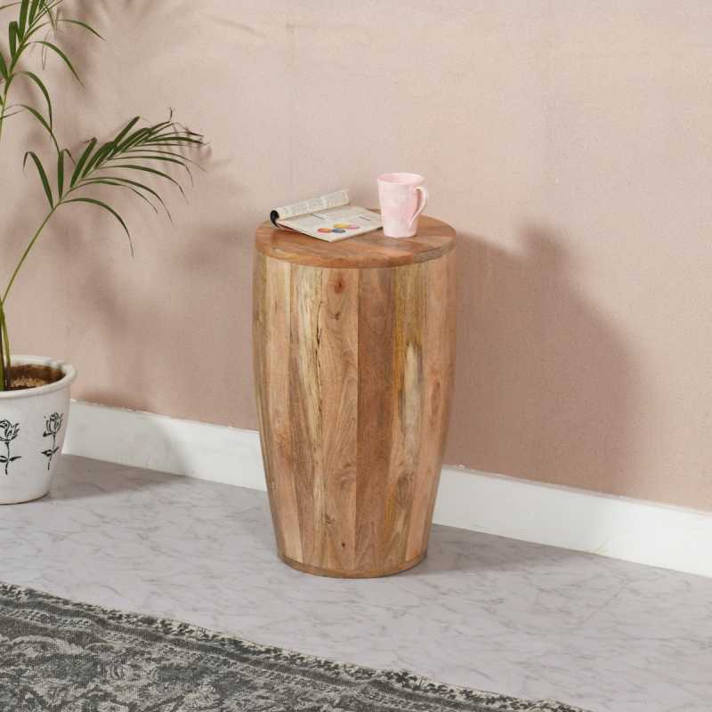 Surrey Drum Bedside Table in Solid Wood - UK