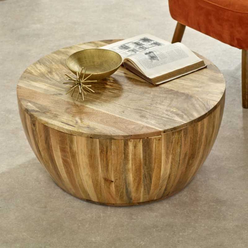 Surrey Drum Coffee Table in Solid Wood - UK