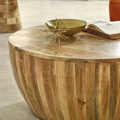 Surrey Drum Coffee Table in Solid Wood - UK