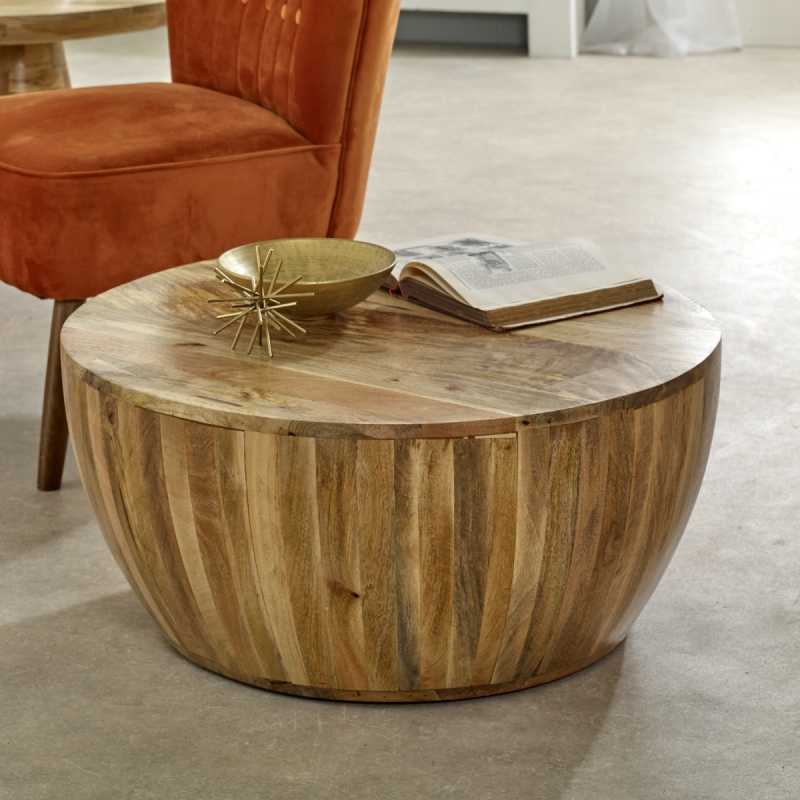 Surrey Drum Coffee Table in Solid Wood - UK