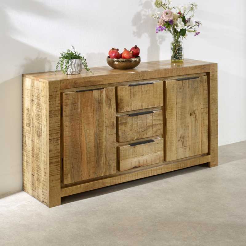 Surrey Large Sideboard 2 Door 3 Drawer in Solid Wood 145cm - UK