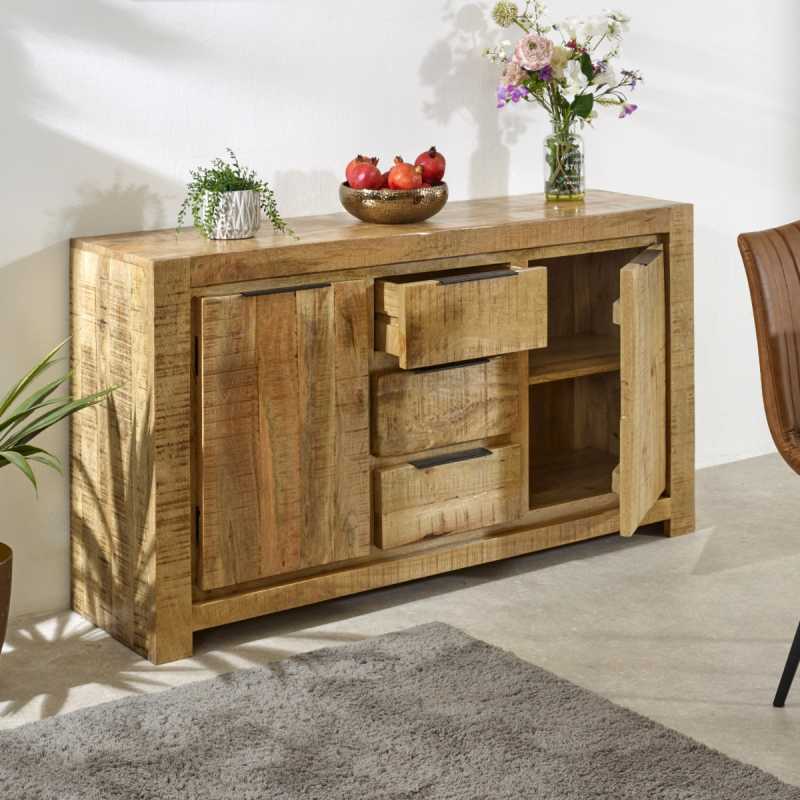 Surrey Large Sideboard 2 Door 3 Drawer in Solid Wood 145cm - UK