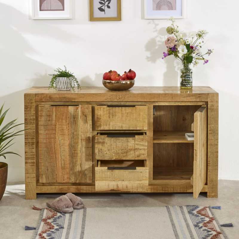 Surrey Large Sideboard 2 Door 3 Drawer in Solid Wood 145cm - UK