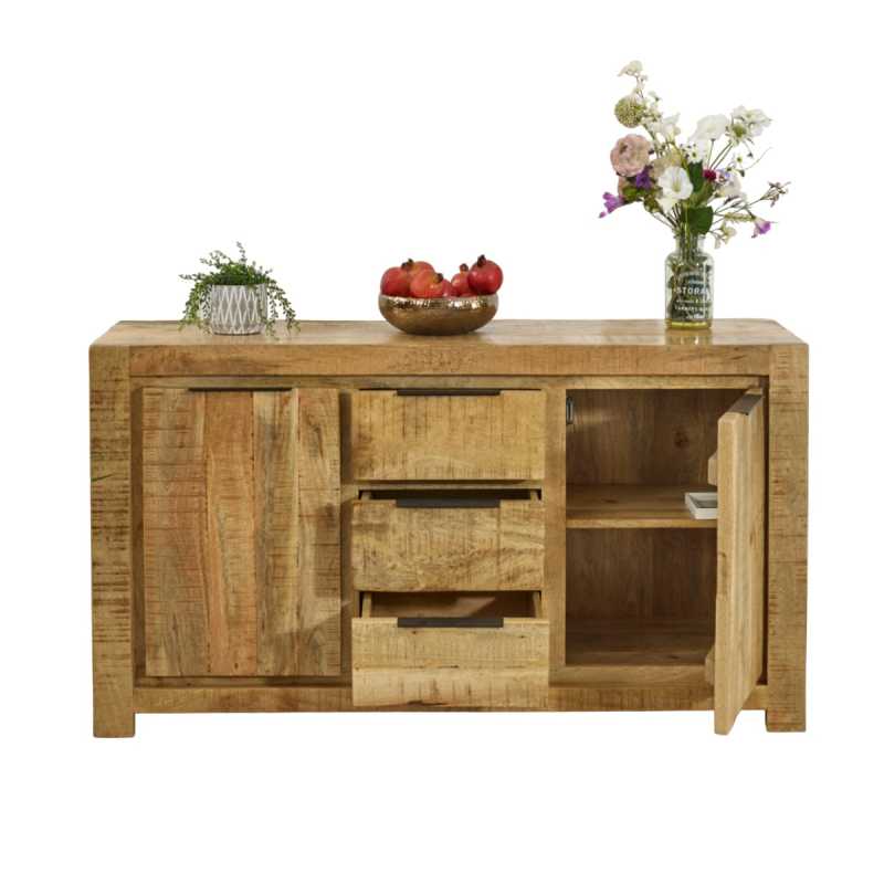 Surrey Large Sideboard 2 Door 3 Drawer in Solid Wood 145cm - UK