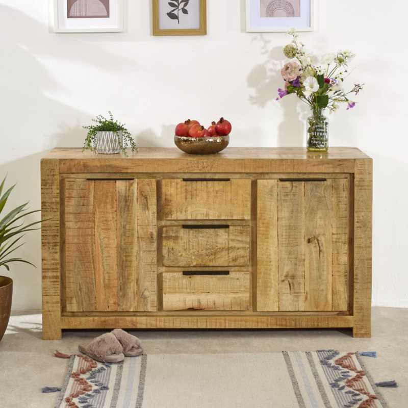 Surrey Large Sideboard 2 Door 3 Drawer in Solid Wood 145cm - UK