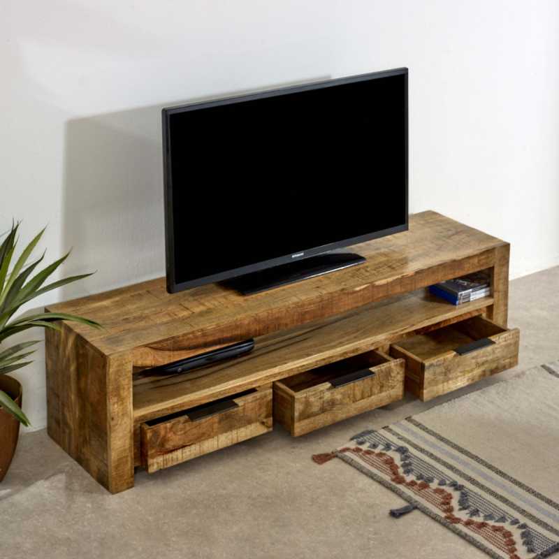 Surrey Large TV Stand With 3 Drawers in Solid Wood 150cm - UK