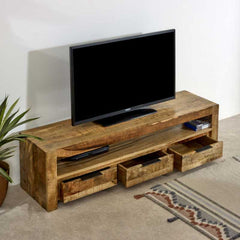Surrey Large TV Stand With 3 Drawers in Solid Wood 150cm - UK - Furniture One Shop