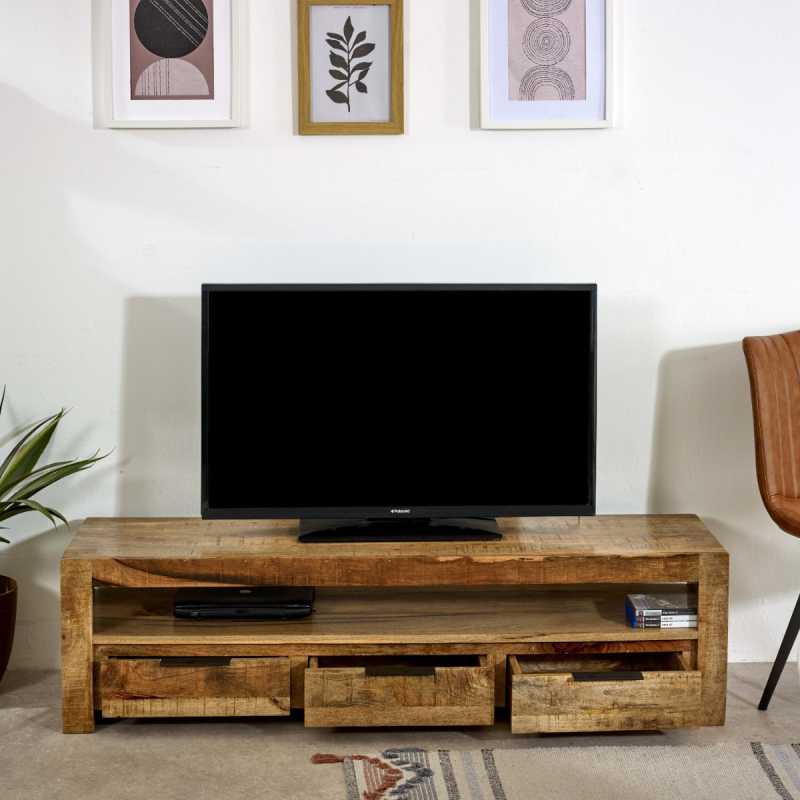 Surrey Large TV Stand With 3 Drawers in Solid Wood 150cm - UK