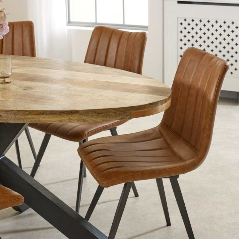 Surrey Oval Dining Table 6-8 Seater Solid Wood & Metal 180cm - UK